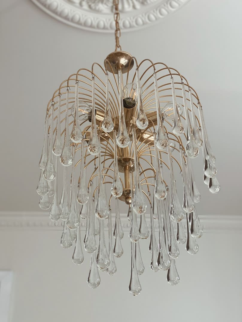 Vintage – Murano chandelier – Teardrop – 68 drops – Clear - Zonesus