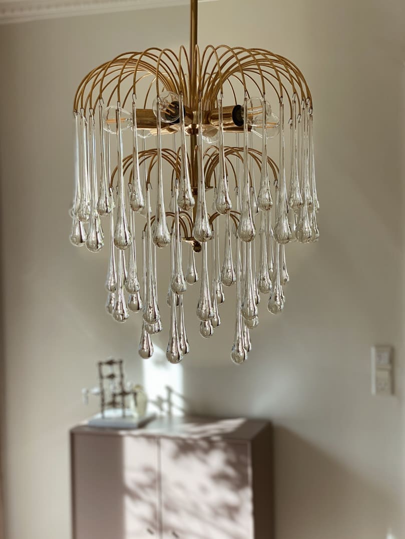 Vintage – Murano chandelier – Teardrop – 68 drops – Clear - Zonesus