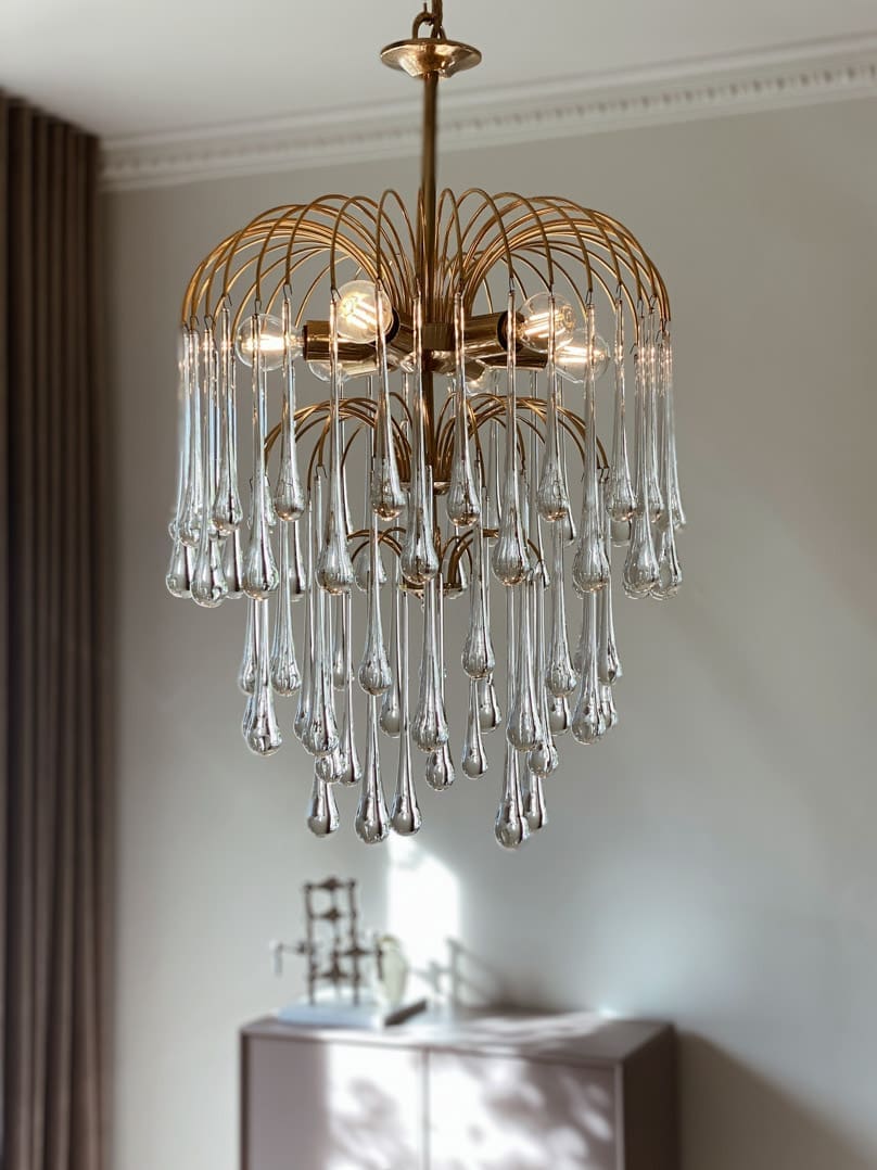 Vintage – Murano chandelier – Teardrop – 68 drops – Clear - Zonesus