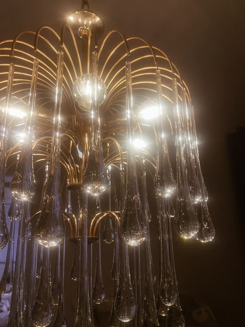 Vintage – Murano chandelier – Teardrop – 68 drops – Clear - Zonesus