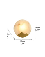 Nordic Alabaster Brass Wall Sconce Light Fixture 8" with Mountain-shaped Frame