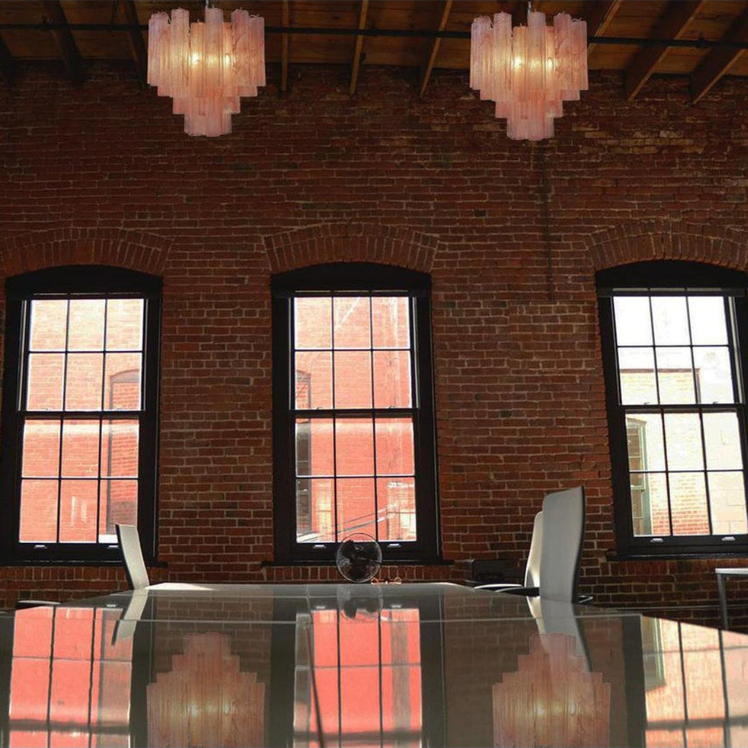 Pink Murano Glass Tronchi Chandelier - Zonesus