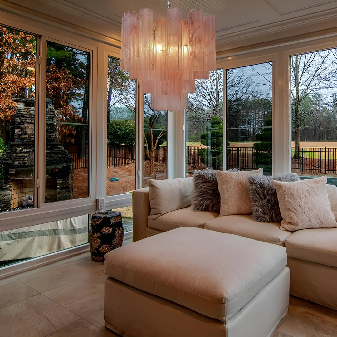 Pink Murano Glass Tronchi Chandelier - Zonesus