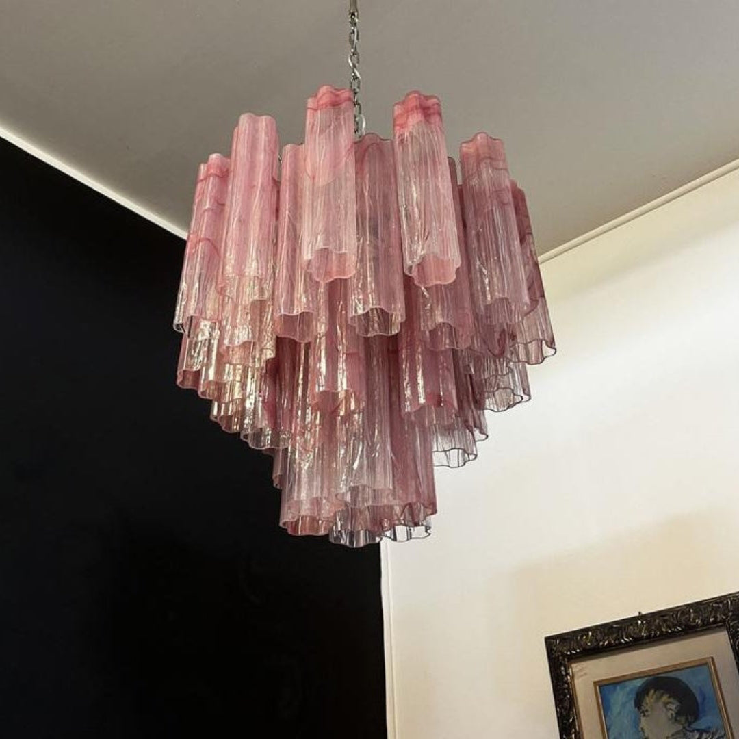 Pink Murano Glass Tronchi Chandelier - Zonesus