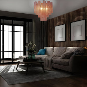 Pink Murano Glass Tronchi Chandelier - Zonesus