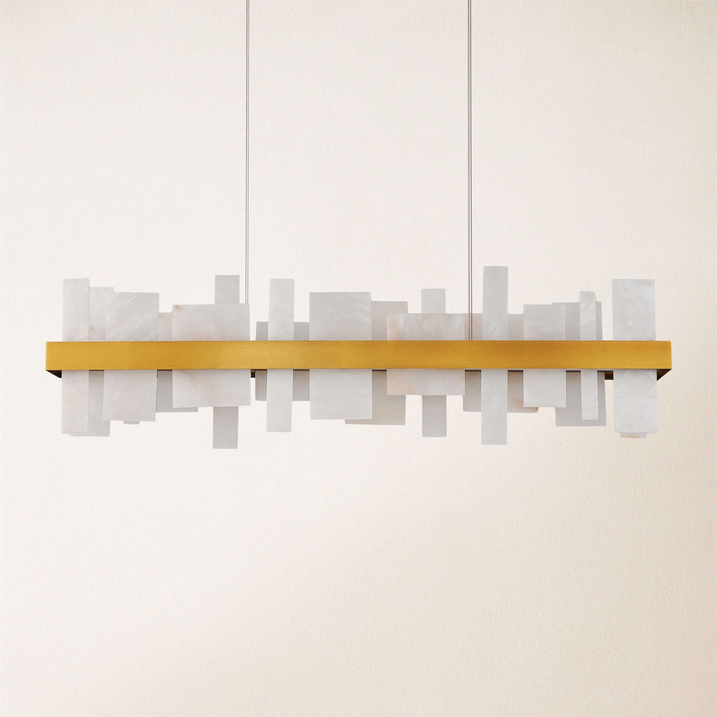 Nocturne Alabaster Rectangular Chandelier 48"#Finish_Gold