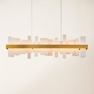 Nocturne Alabaster Rectangular Chandelier 48"#Finish_Gold