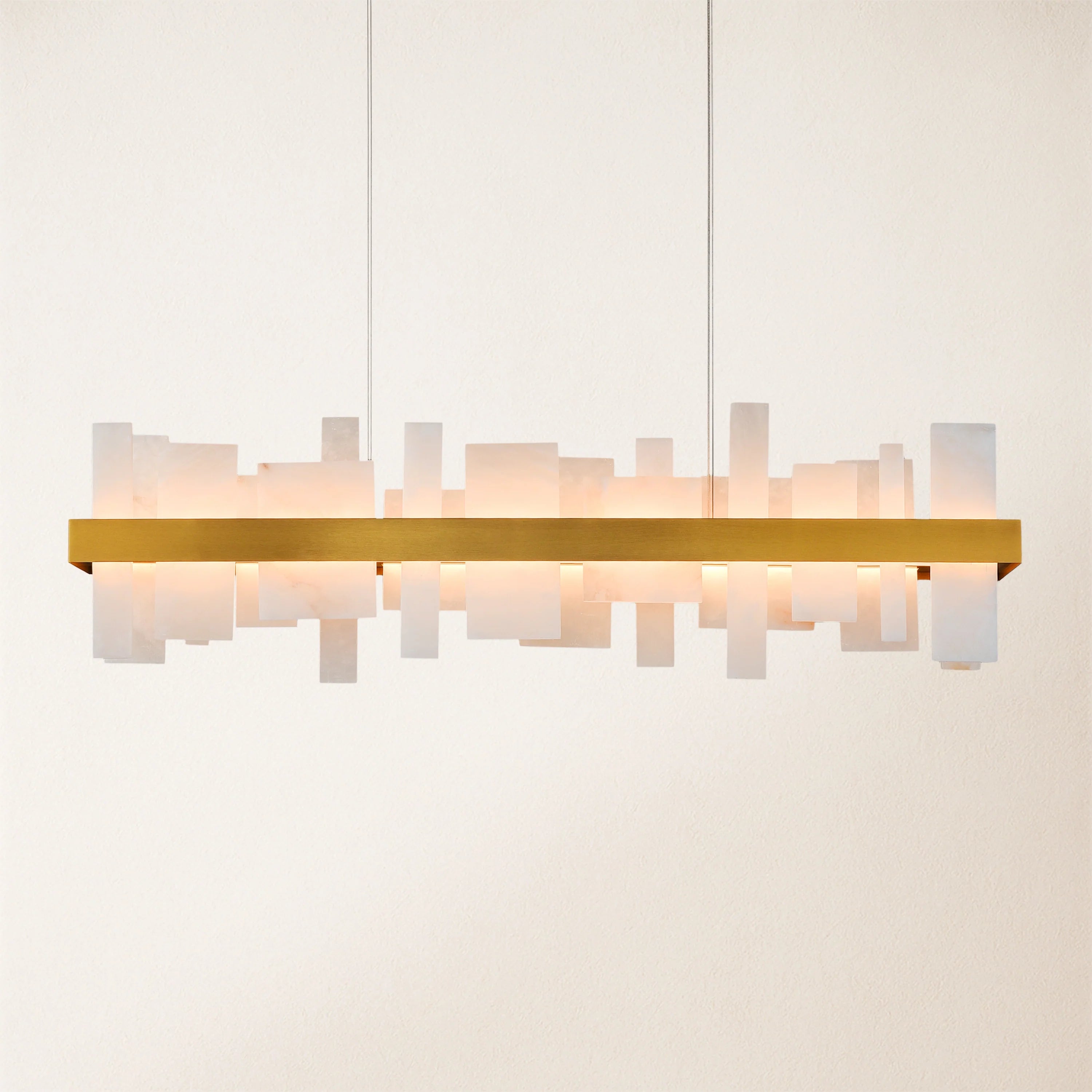 Nocturne Alabaster Rectangular Chandelier 48"#Finish_Gold