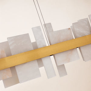Nocturne Alabaster Rectangular Chandelier 48"#Finish_Gold