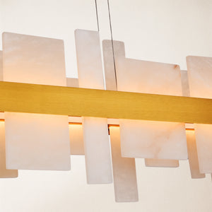 Nocturne Alabaster Rectangular Chandelier 48"#Finish_Gold