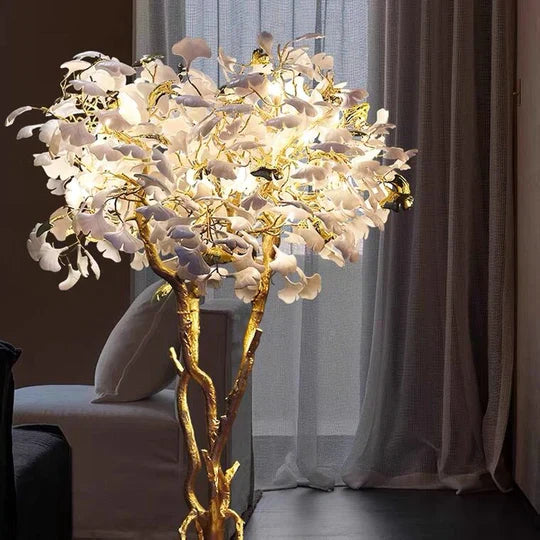 Luxury Creative Ceramic Ginkgo Floor Lamp - Zonesus