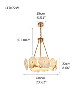 Luxury Irregular White Alabaster Round Chandelier Wide 60/80/100/120CM Brass Frame