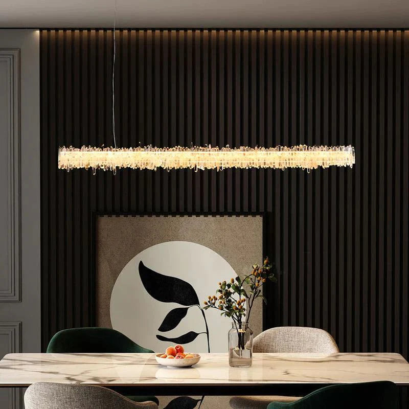 Cervine Rock Crystal Linear Chandelier - Zonesus
