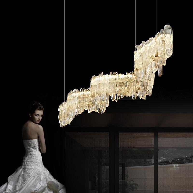 Cervine Rock Crystal Linear Chandelier - Zonesus
