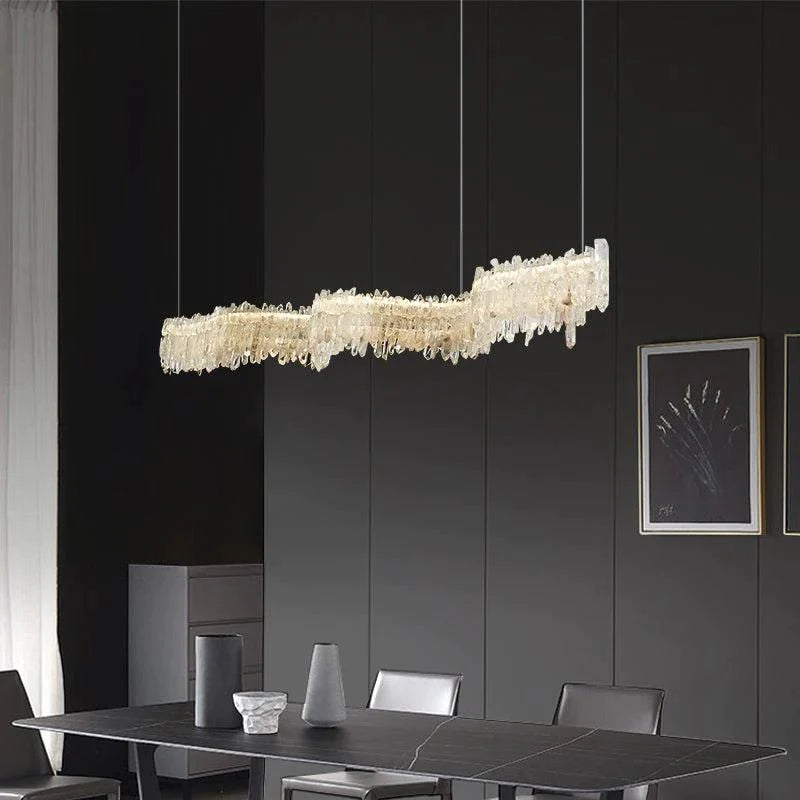Cervine Rock Crystal Linear Chandelier - Zonesus