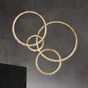 Cervine Modern Rock Crystal Ring Round Chandelier Cluster - Zonesus