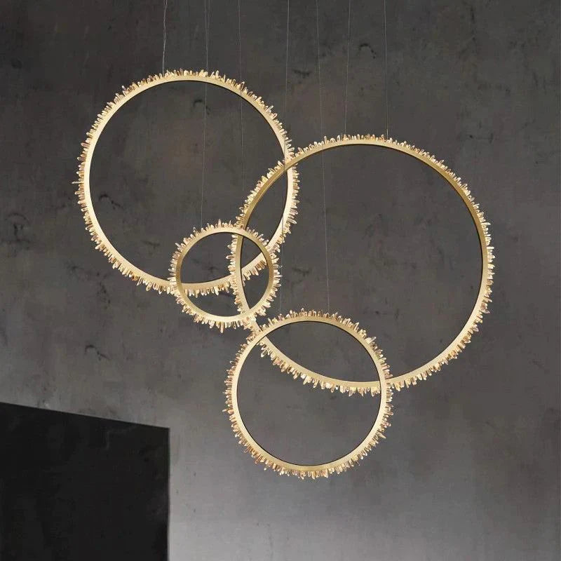 Cervine Modern Rock Crystal Ring Round Chandelier Cluster - Zonesus
