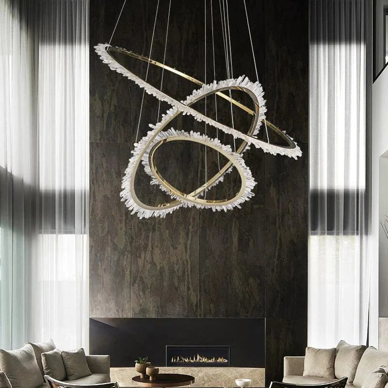 Cervine Modern Rock Crystal Ring Round Chandelier Cluster - Zonesus