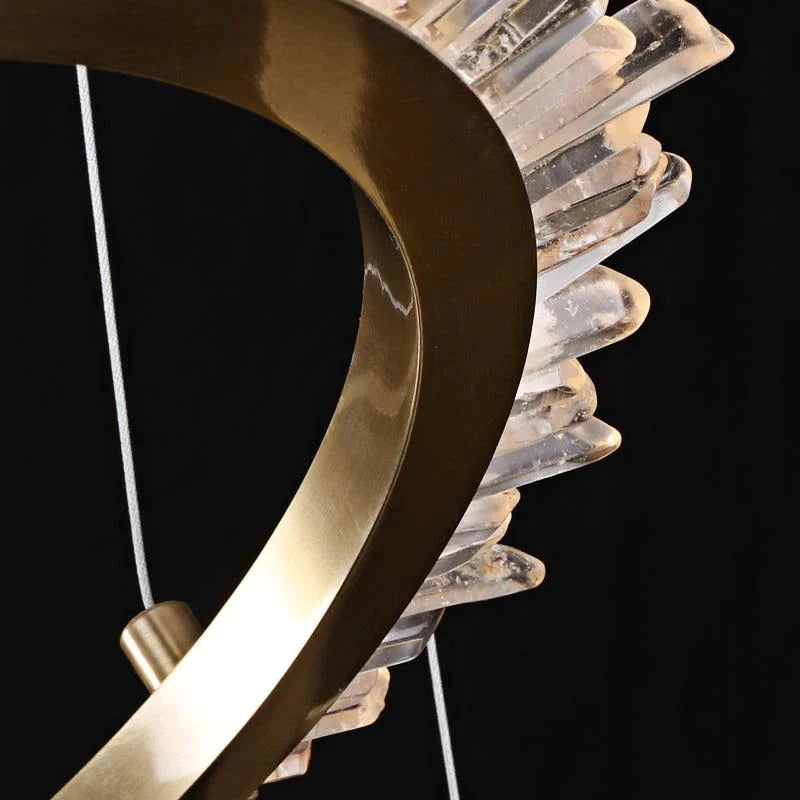 Cervine Modern Rock Crystal Ring Round Chandelier Cluster - Zonesus