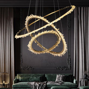 Cervine Modern Rock Crystal Ring Round Chandelier Cluster - Zonesus