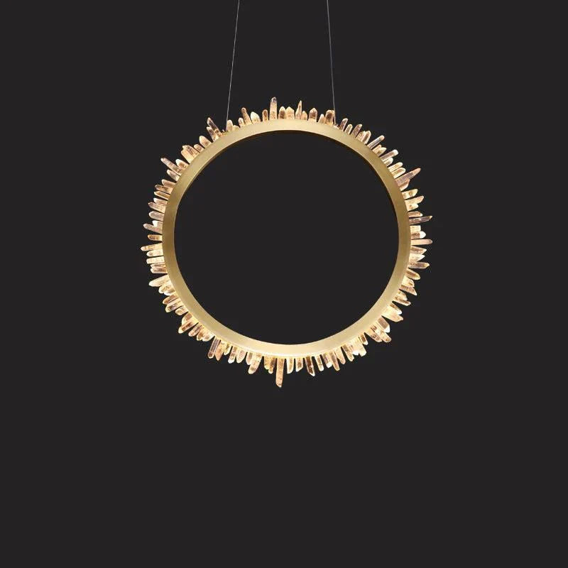 Cervine Modern Rock Crystal Ring Round Chandelier Cluster - Zonesus