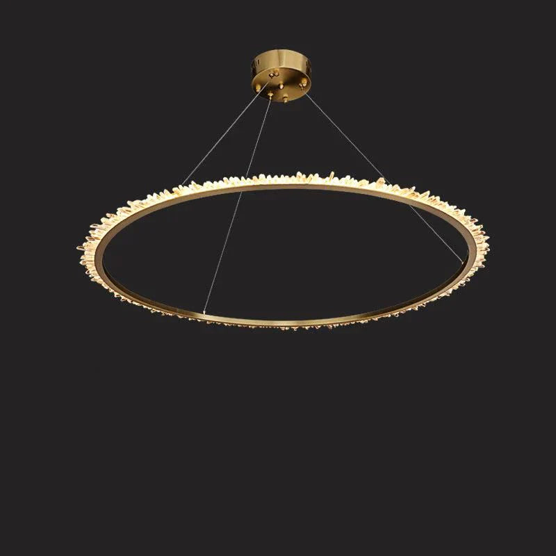 Cervine Modern Rock Crystal Ring Round Chandelier Cluster - Zonesus