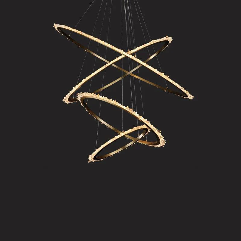 Cervine Modern Rock Crystal Ring Round Chandelier Cluster - Zonesus