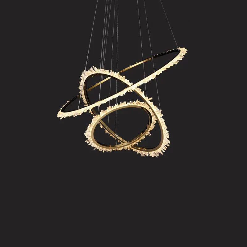 Cervine Modern Rock Crystal Ring Round Chandelier Cluster - Zonesus