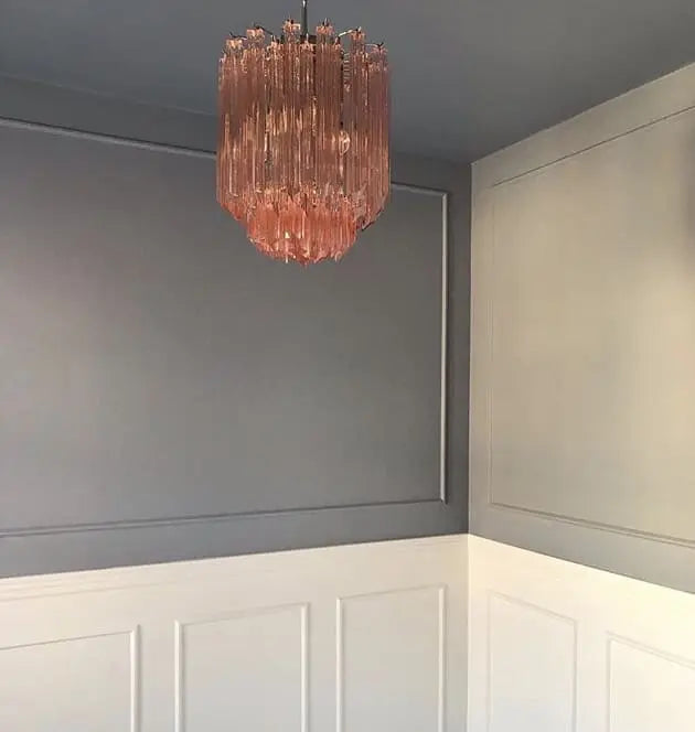 Murano Chandelier – Quadriedri – 47 prisms – Pink - Zonesus