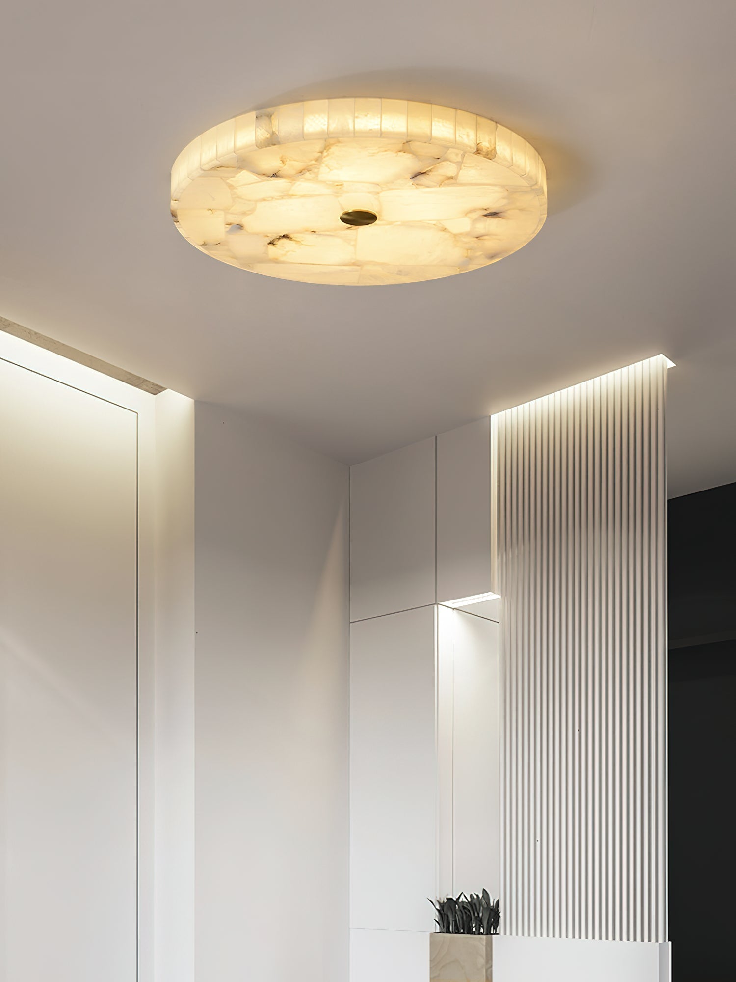 Round Mosaic Alabaster Ceiling Lamp - Zonesus