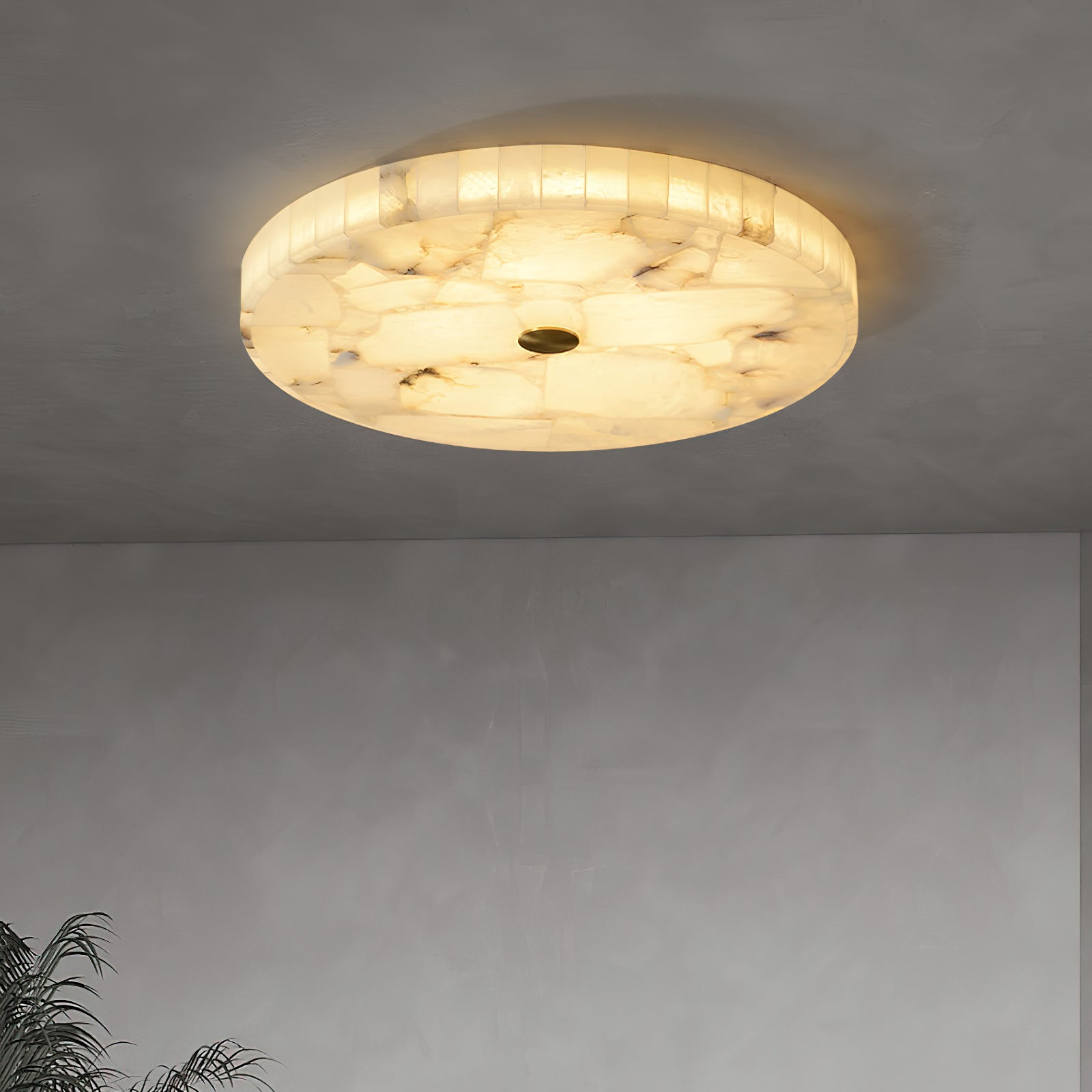 Round Mosaic Alabaster Ceiling Lamp - Zonesus