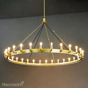 Caminon Vintage Filament Round Chandelier 63" - Zonesus