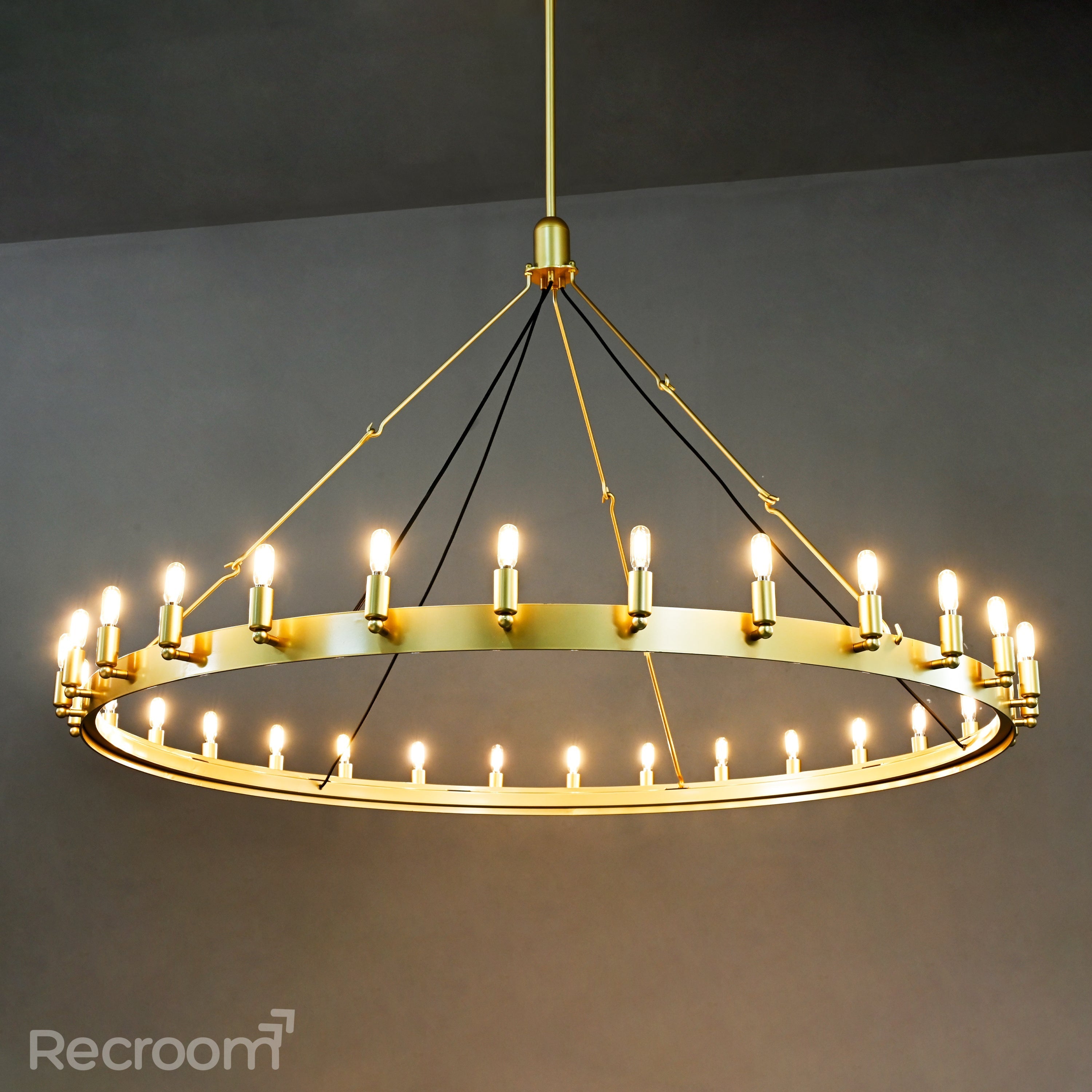 Caminon Vintage Filament Round Chandelier 63" - Zonesus