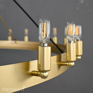 Caminon Vintage Filament Round Chandelier 63" - Zonesus