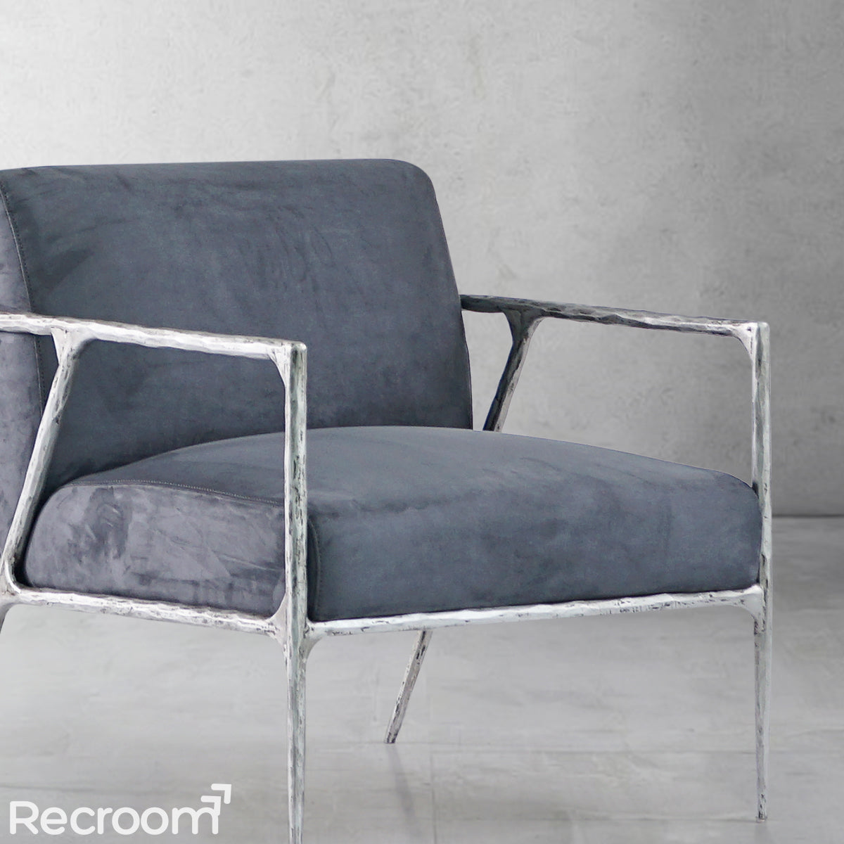 Thaddeo Retro Silver Iron Frame Track Armchair - Zonesus