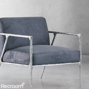 Thaddeo Retro Silver Iron Frame Track Armchair - Zonesus