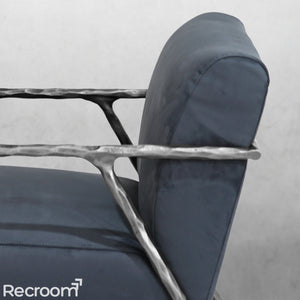 Thaddeo Retro Silver Iron Frame Track Armchair - Zonesus