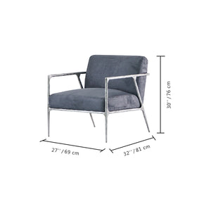 Thaddeo Retro Silver Iron Frame Track Armchair - Zonesus
