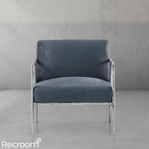 Thaddeo Retro Silver Iron Frame Track Armchair - Zonesus