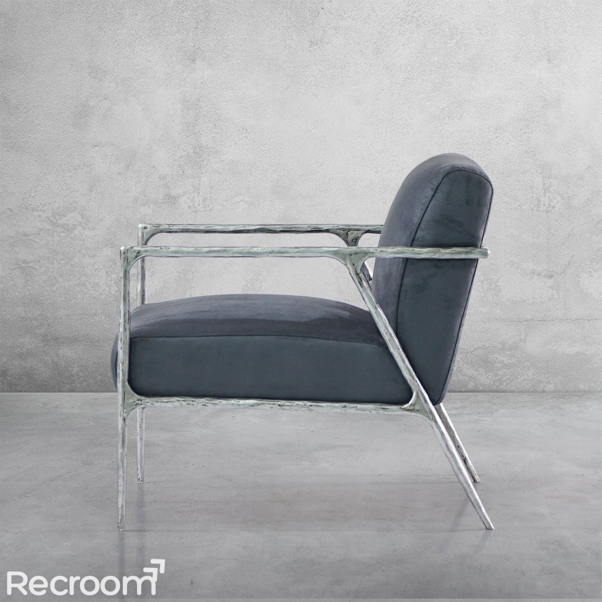 Thaddeo Retro Silver Iron Frame Track Armchair - Zonesus