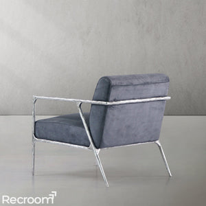 Thaddeo Retro Silver Iron Frame Track Armchair - Zonesus