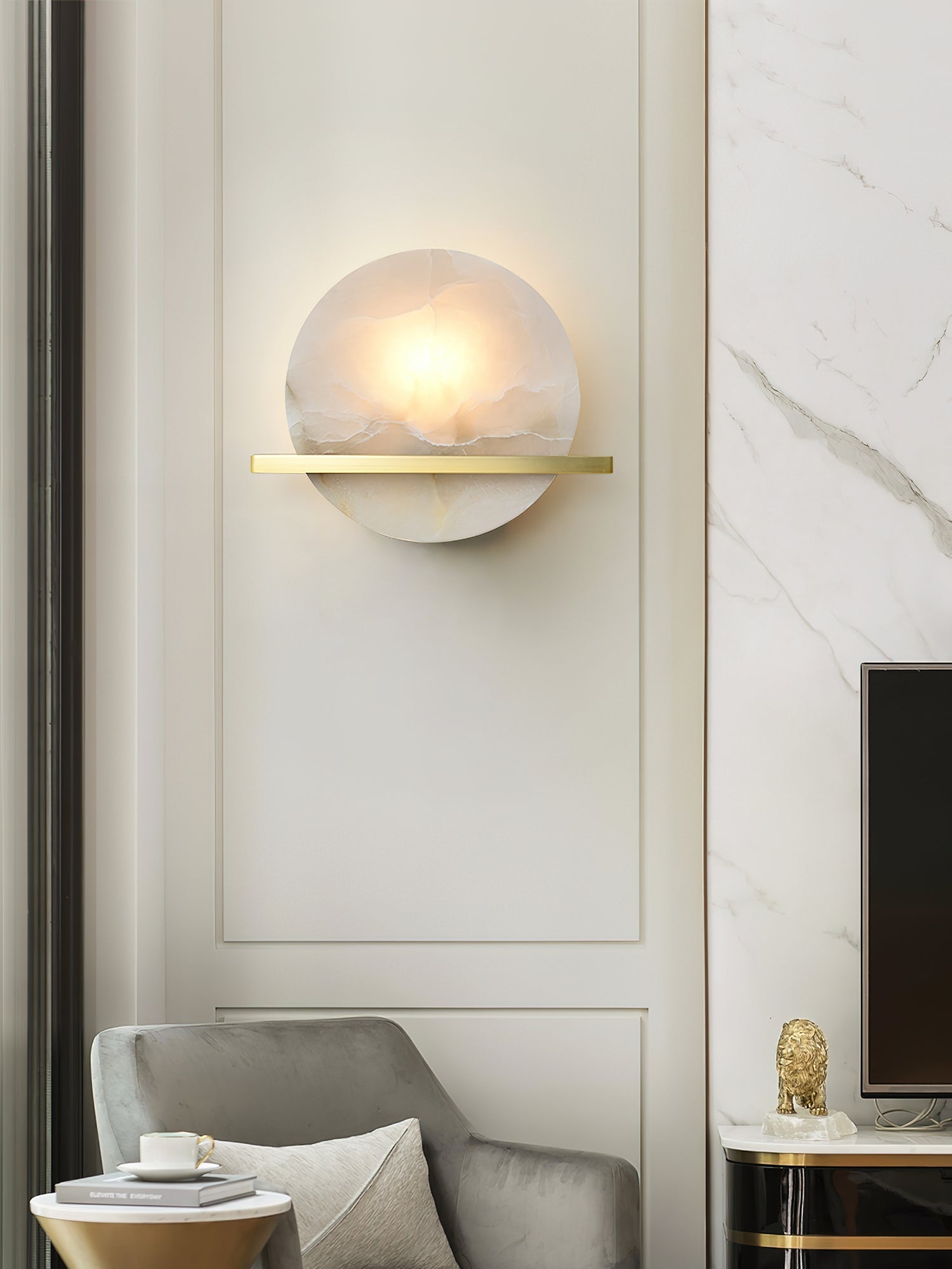 Savion Alabaster Wall Lamp - Zonesus