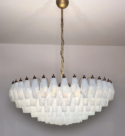 Murano Chandelier – Poliedri – 185 glass – White Alabaster - Zonesus