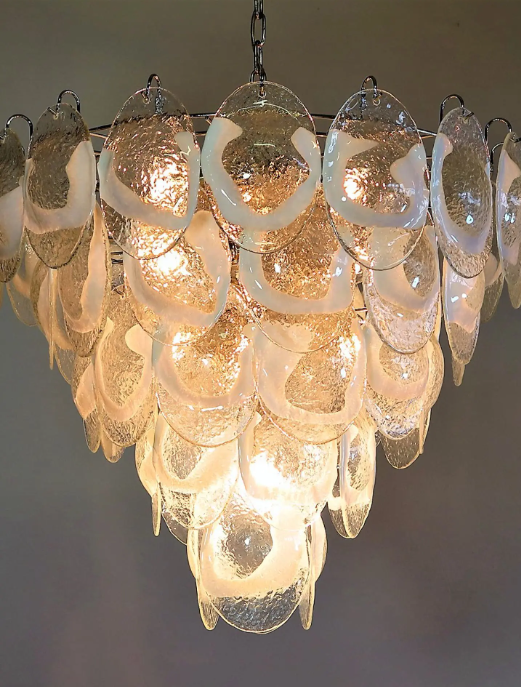 Murano Chandelier – 50 Lattimo glass – Transparent - Zonesus
