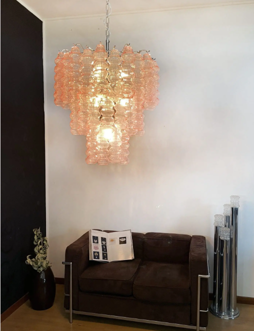 Murano Chandelier – Curva – Rosa – 48 tubes - Zonesus