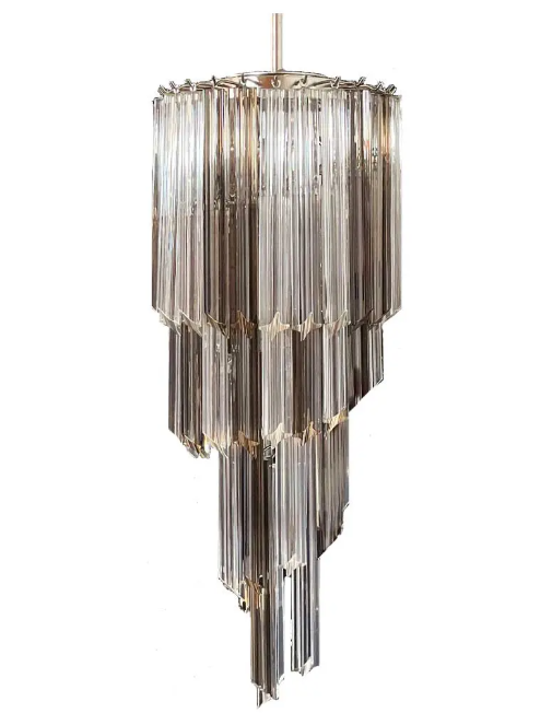 Murano Chandelier – Spiral – 54 prisms – Smokey/Transparent - Zonesus