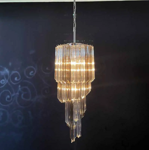 Murano Chandelier – Spiral – 54 prisms – Smokey/Transparent - Zonesus