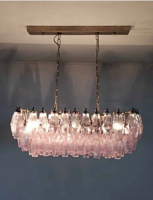 Murano Chandelier – Poliedri – 84 glasses – Pink - Zonesus