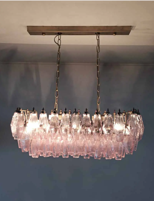 Murano Chandelier – Poliedri – 84 glasses – Pink - Zonesus