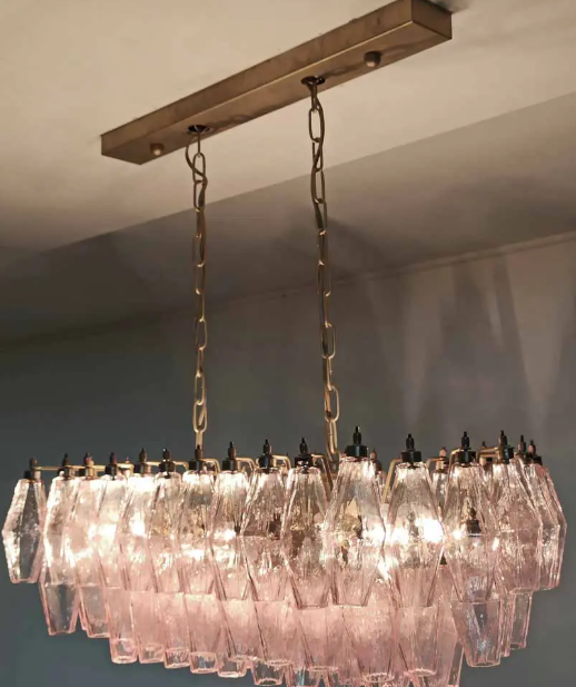 Murano Chandelier – Poliedri – 84 glasses – Pink - Zonesus